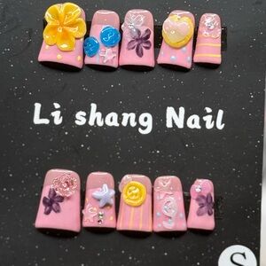 Pink 3D Nail Art Set In Size S